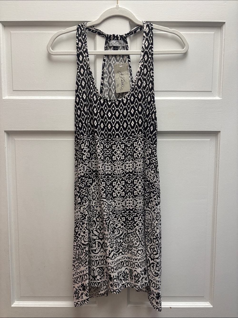 NEW J. Valdi Riviera T-Back Tank Dress w Pockets Swim Coverup 122223 Black Ivory